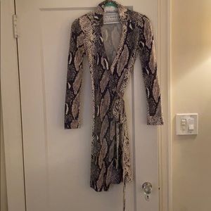Diane Von Furstenberg Snakeskin Print Wrap Dress